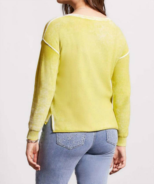 Tribal - Special Wash Lightweight Cotton V-Neck Sweater