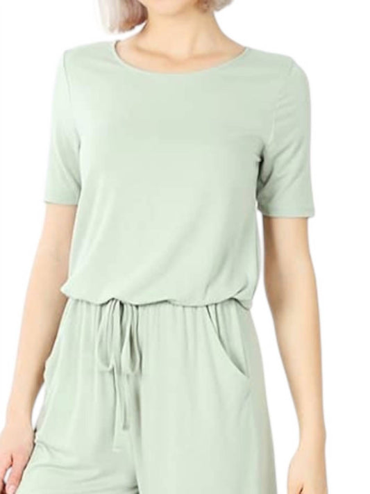 Zenana - Short Sleeve Cropped Jumpsuit