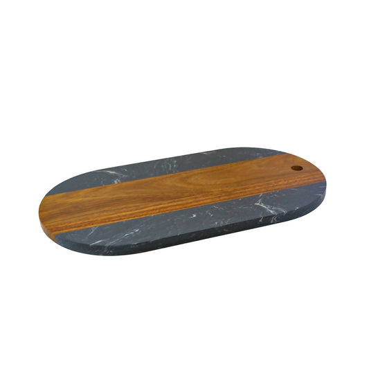 Creative Gifts International - Marble and Acacia Wood Oval Board