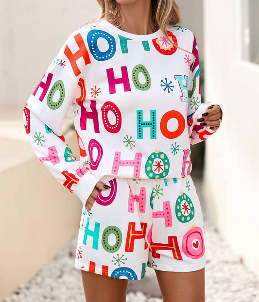 Little Daisy Closet - Ho Ho Ho Christmas Fashion Print Graphic Short Set