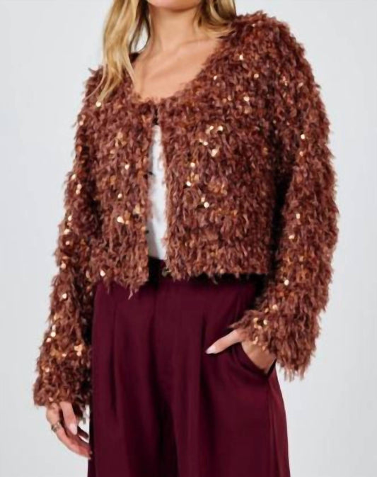 Sadie & Sage - Faux Fur and Sequin Jacket