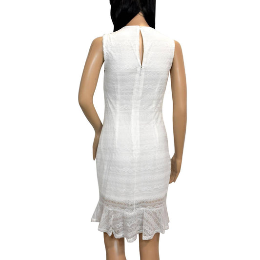 Bebe - FLORAL EMBROIDERED SLEEVELESS LACE DRESS