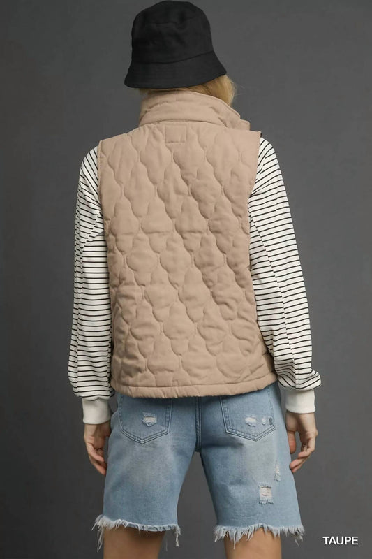 Umgee - Quilted Vest With Leopard