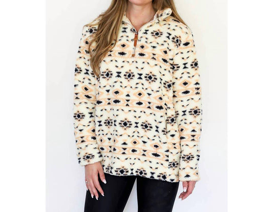 Jen & Co. - Gretta Aztec Half Zip Sherpa Pullover