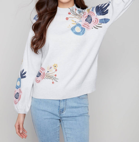 Charlie B - Mock Neck Sweater With Placed Print