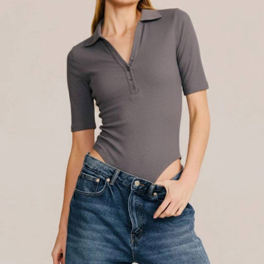 Belle D'Amour - Short Sleeve Collared Bodysuit