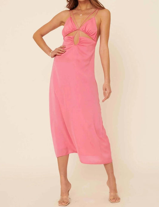 Promesa - Matte Satin Cut Out Halter Slip Midi Dress