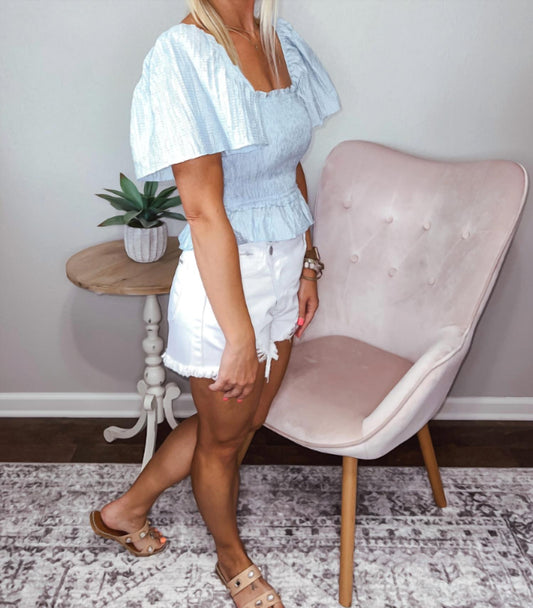 Tcec - Rachel Smocked Short Sleeve Top