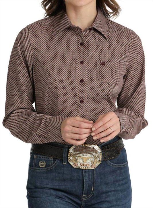 Cinch - Women's Woven Print Button Down Long Sleeve Shirt