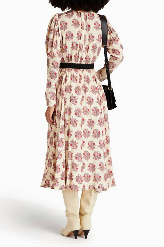 Bytimo - Gathered Jacquard Midi Dress