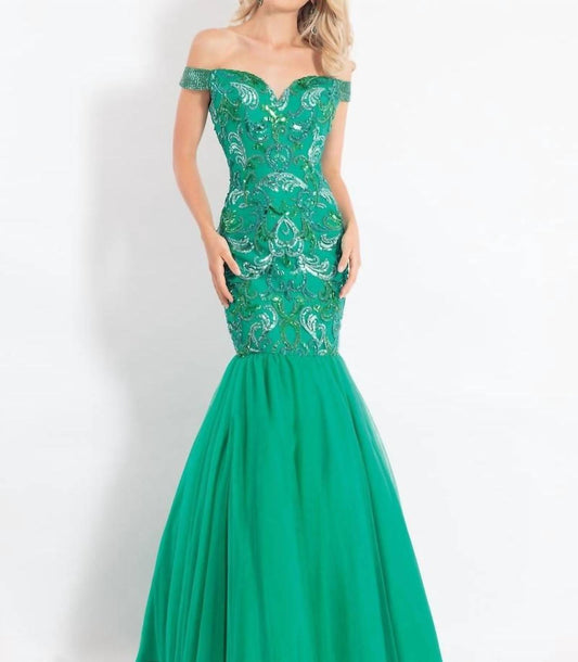 Rachel Allan - Off Shoulder Mermaid Prom Dress