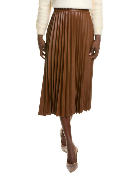 Gracia - Faux Leather Long Pleated Skirt