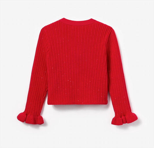 Self-Portrait - Girl's Ribbed Knit Cardigan