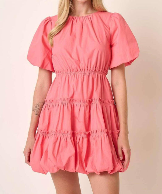 Mittoshop - Balloon Sleeve Bubble Hem Mini Dress