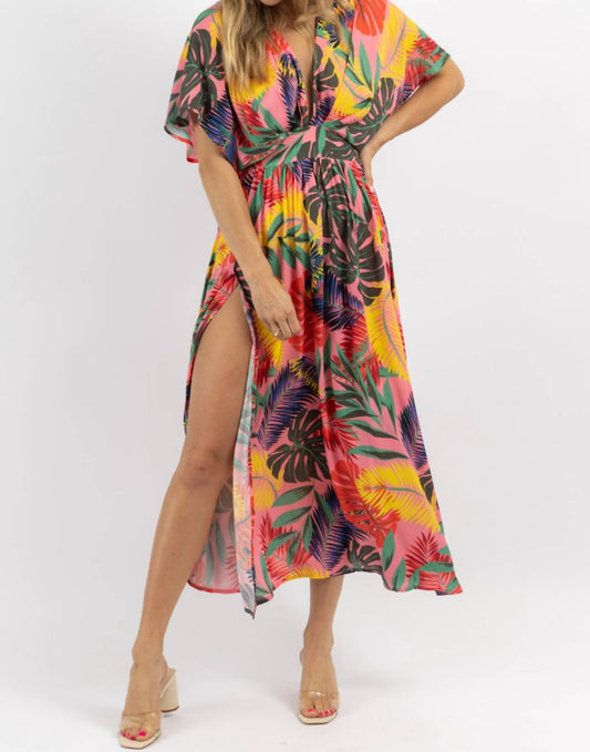 TROPICS SIDE SLIT MAXI DRESS