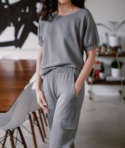 Yala - Berkeley Puff Short Sleeve Bamboo & Organic Cotton Raglan Sweatshirt Top