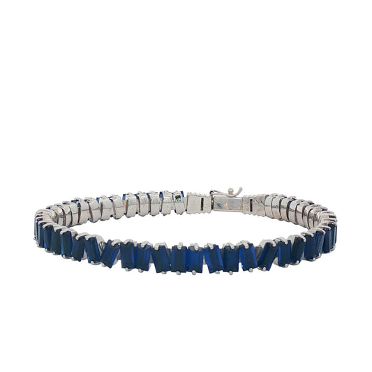 Elazco Inc - Women's Baguette Sapphire Bangle Bracelet