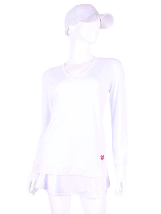 Love Love Tennis - Women's Mesh Trim Long Sleeve Very Vee Tee