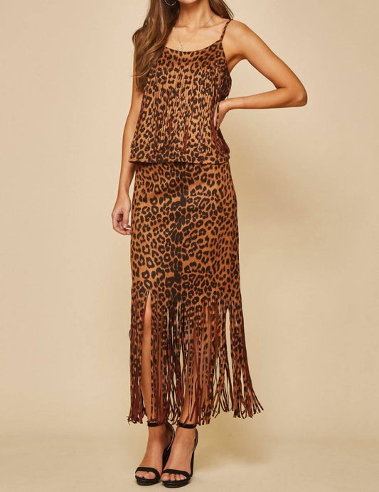 Andree By Unit - Leopard Fringe Skirt