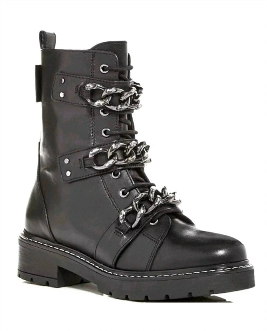 Kurt Geiger - Women's Storm Rhinestone Chains Combat Moto Boots