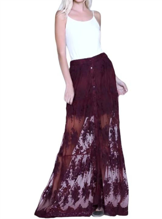 Listicle - Embroidered Mesh Lace Maxi Mini Skirt