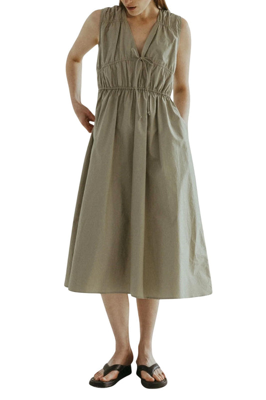 Mod Ref - Cotton Tie Front Midi Dress