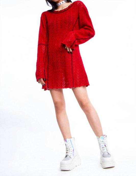 Western F.A.S.H.I.O.N - Punk Knit Red Long Sweater Dress