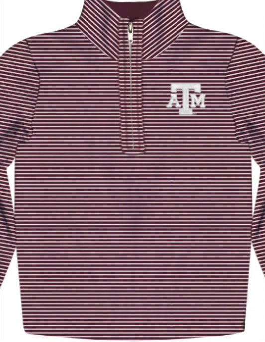 Vive La Fete - Boy's Texas A&m Aggies Stripes Quarter Zip Pullover