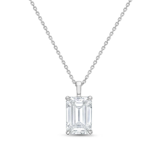 Diana M Jewels - 2.00 Ct Emerald-cut Lab-grown Diamond Solid Bail Pendant Necklace