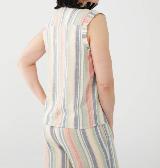 Fdj - Sleeveless Striped Top - beige - clothing - linen - blend