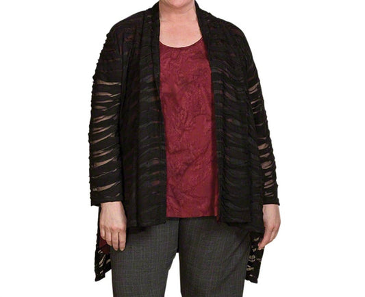 On The Plus Side - Textured Shawl Collar Jacki Wave Jacket - Plus Size