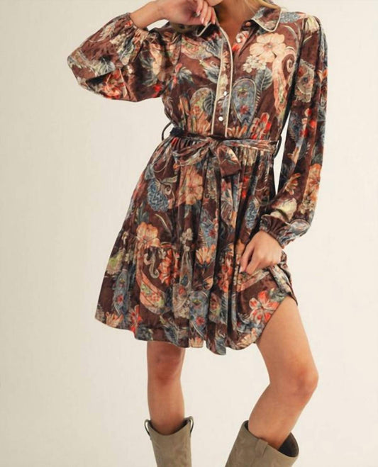 Jodifl - Floral Paisley Waist Tie Dress