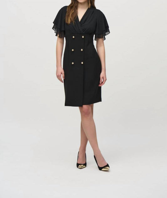 Joseph Ribkoff - Double-breasted Faux Wrap Dress