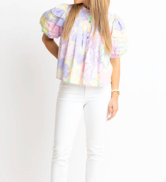 Karlie - Floral Pleat Sleeve Top