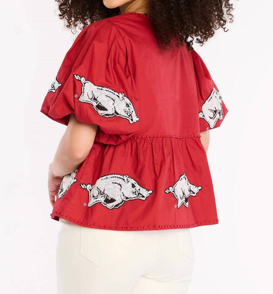 Stewart Simmons - The Puff Sleeve Peplum Top Arkansas