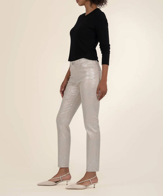 Kut From The Kloth - Charlize Metallic Coated High Rise Cigarette Leg Pants