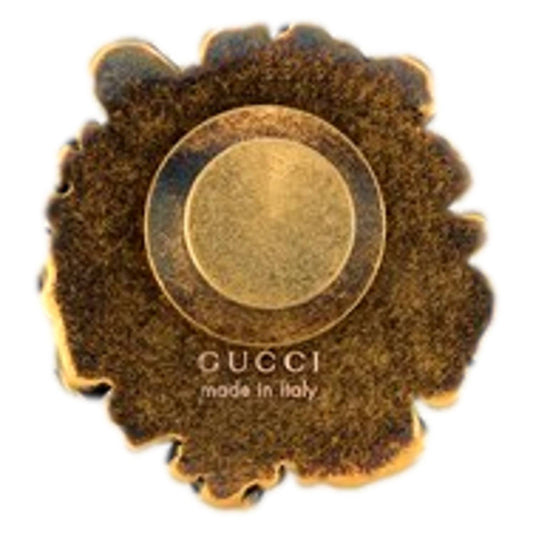 Gucci - Distressed Lionhead Brass Brooch