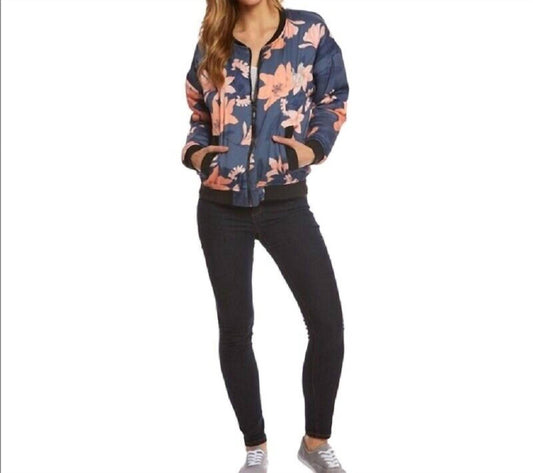 Minkpink - Floral Print Bomber Zip Up Puff Jacket
