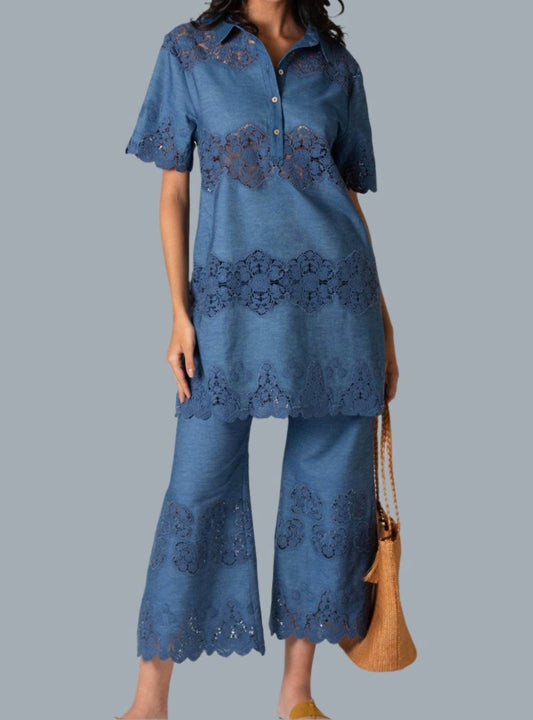 Miguelina - Elle Embroidered Tunic Mini Dress