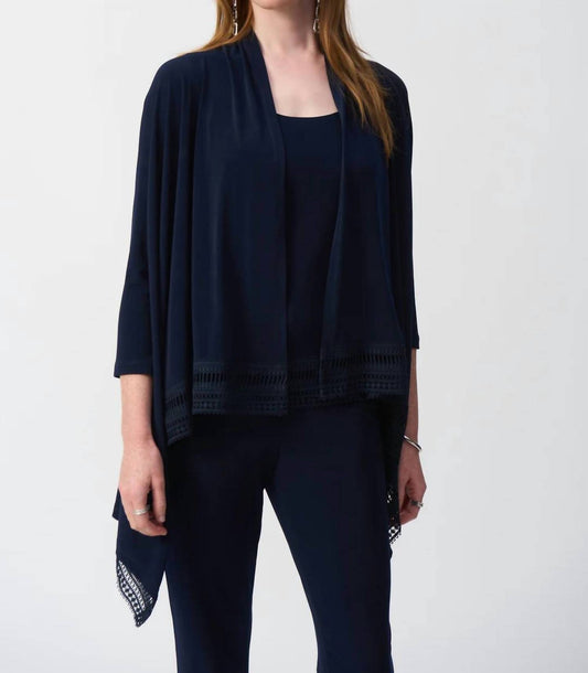 Joseph Ribkoff - Lace Trim Quarter Sleeves Twin Set Jacket