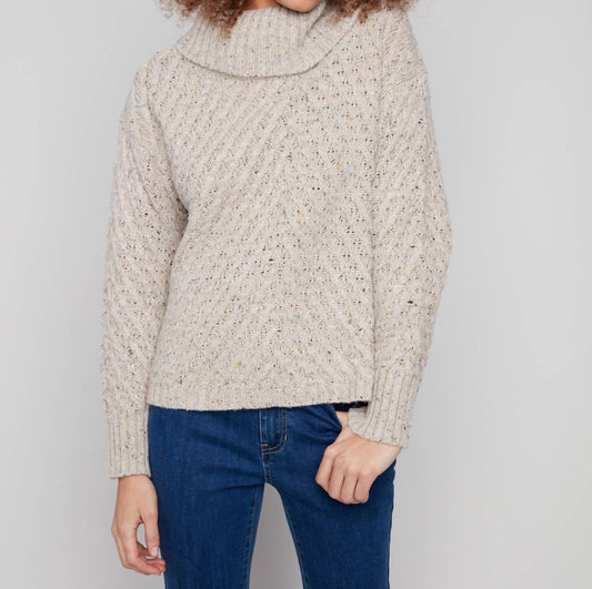 Charlie B - Cowl Neck Sweater With Diagonal Cable