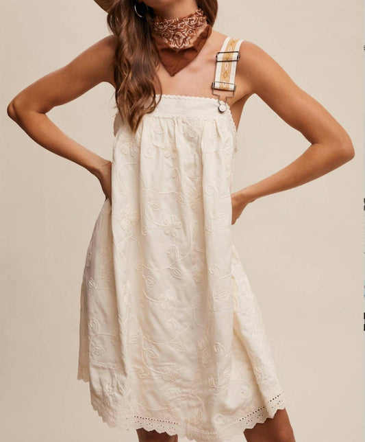 Listicle - Arya Embroidered Overall Mini Dress
