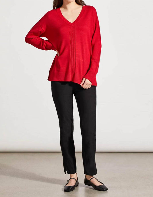 Tribal - Long Sleeve V-neck Sweater With Cables