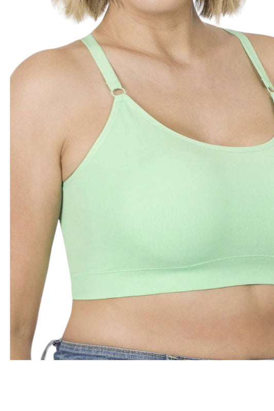 Zenana - Cross Back Padded Seamless Bra With Adjustable Strap