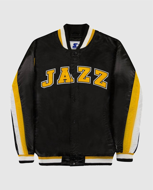 Starter - Men's Utah Jazz Varsity Satin Full Snap Ace Jacket