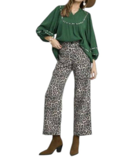 Umgee - Animal Print Wide Leg Pants