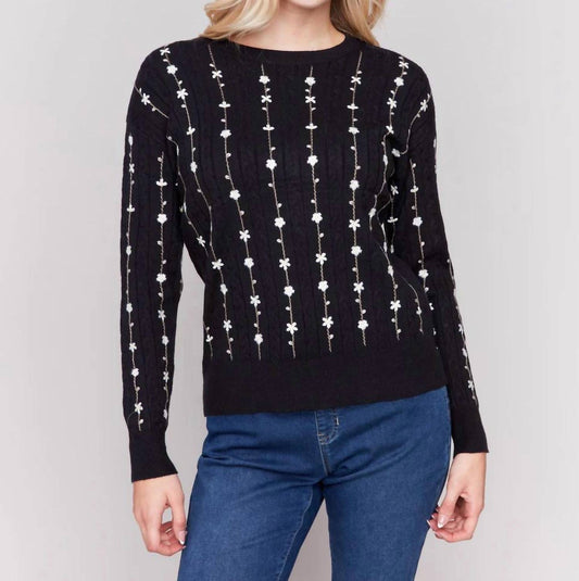 Charlie B - Floral Embroidery Knit Sweater