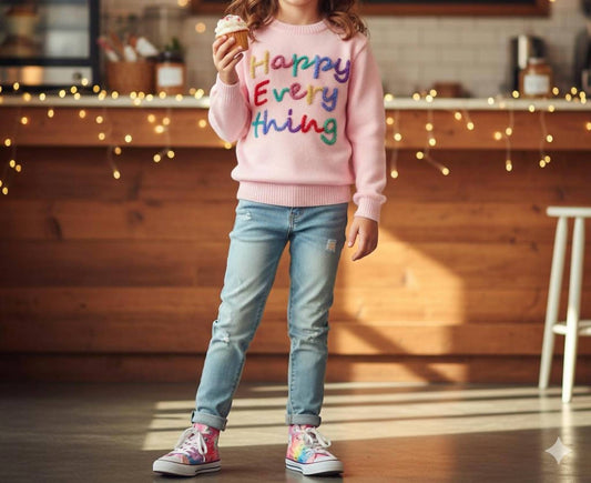 Lola + The Boys - Girl's Happy Everything Tinsel Sweater
