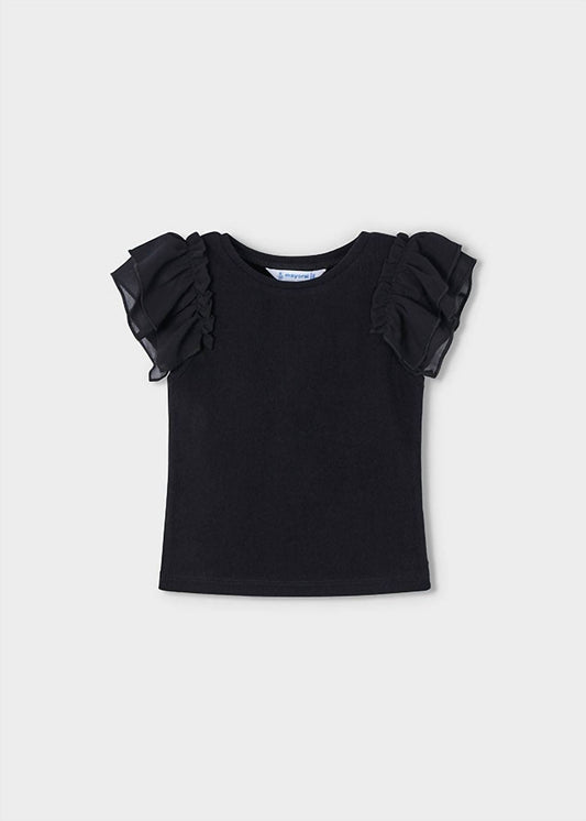 Mayoral - Girls' Ribbed Flutter Sleeve Shirt