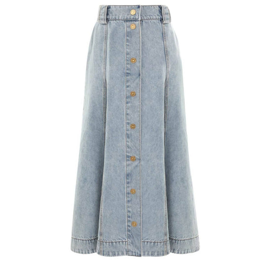 Zimmermann - Women's Denim Flared Midi Skirt